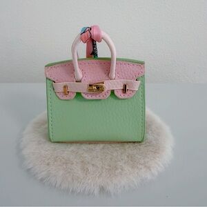 Strawberry Milkshake Color Mini Leather Bag Charm